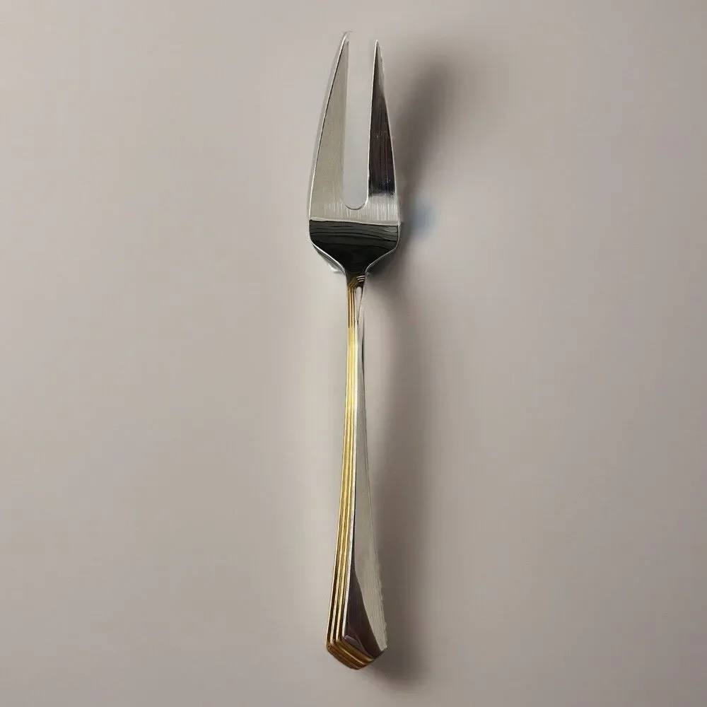 Yamazaki Ramona Gold Accent Cold Meat Serving Fork 2 Tine Gerald Patrick Japan